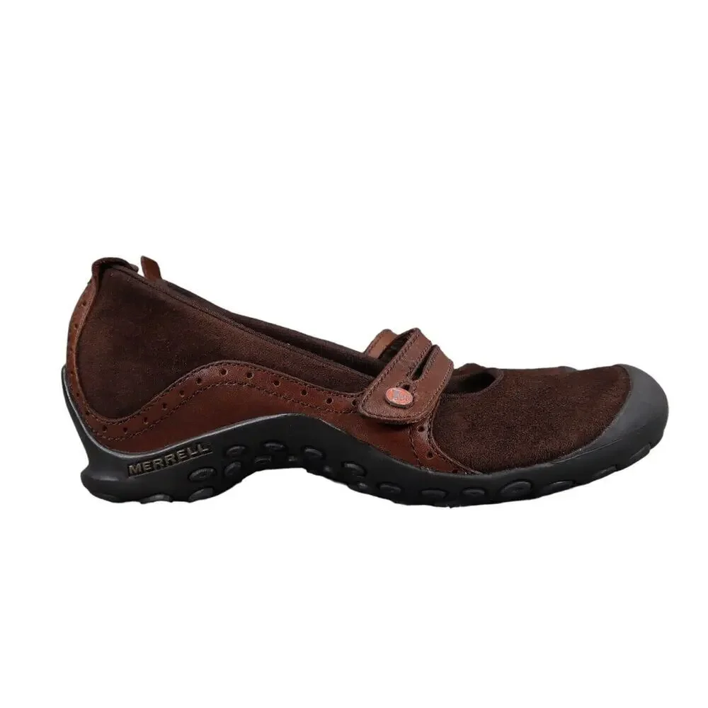Merrell Shoes Women 7 Mary Jane Wedge Leather Plaza Bandeau Casual Comfort Brown